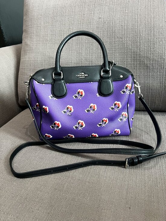 Coach Handbags - NWOT COACH Mini Bennett Crossbody Satchel Bag Purse Purple Leather Bramble Rose
